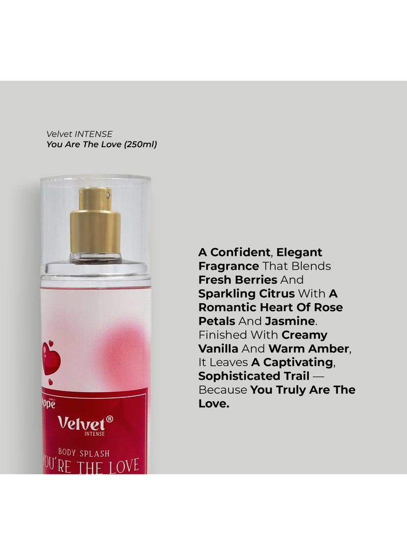Velvet You're The Love Body Splash for Women 250ml - Long Lasting Fine Fragrance Mist - Romantic Scent with White Birch, Velvet Rose & Strawberry - Image 4